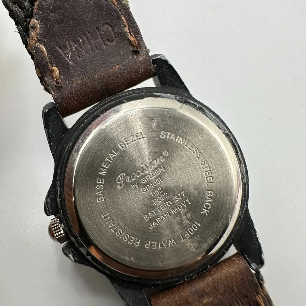 3/$30 Precision by Gruen Watch Women Date Window Black Brown Band New Battery 8